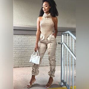 Beige Neutral Pants | Elevated Streetwear Trousers| Sizes M